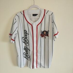 Betty Boop Pinstripe baseball jersey Size XXL Y2K Retro Modern Pin Up Sporty